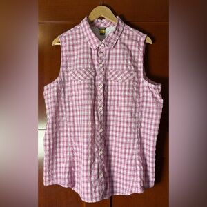 Eddie Bauer Pink Plaid Mountain Sleeveless Button Down Shirt Size 2XL